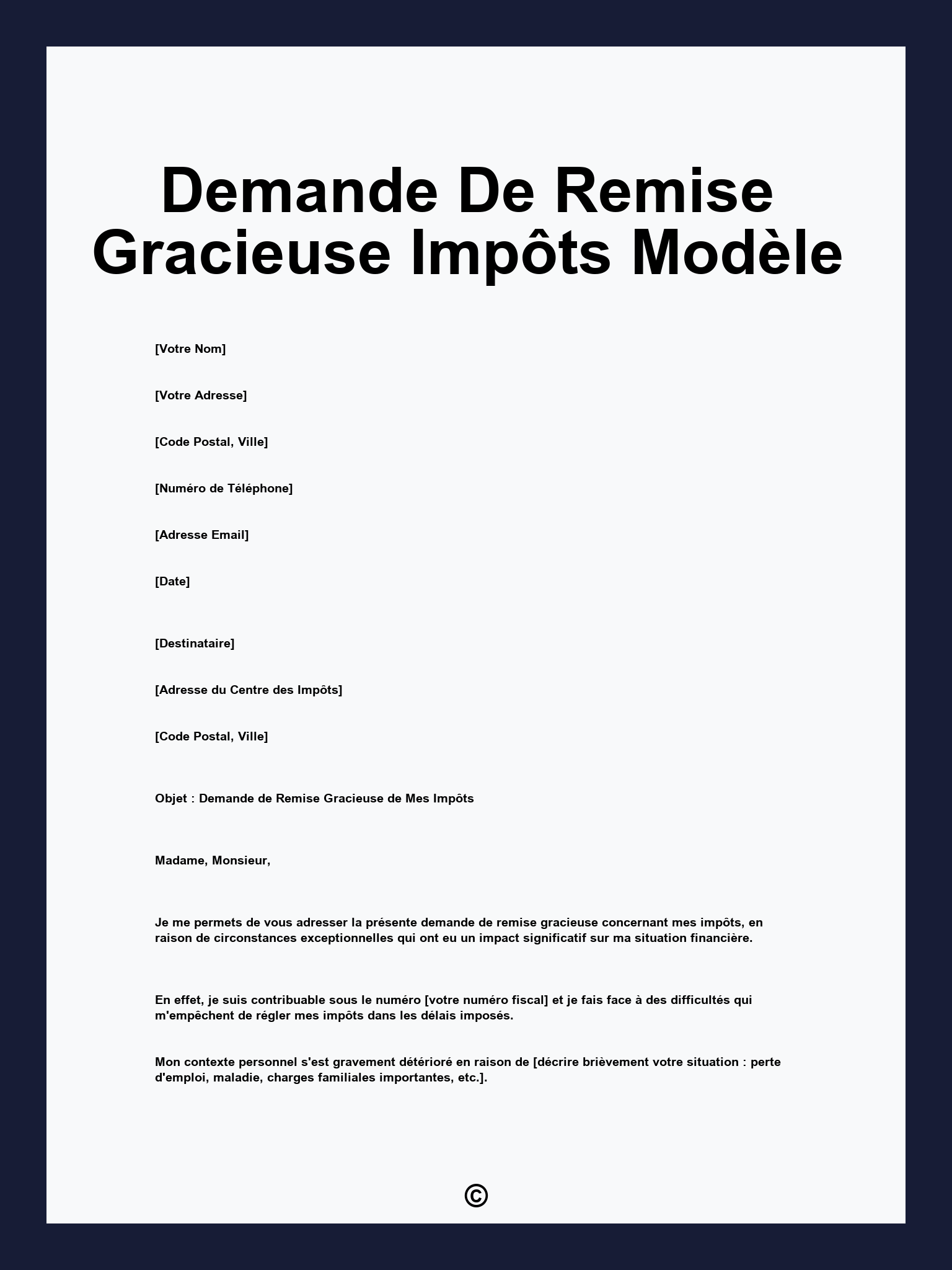 Demande De Remise Gracieuse Impôts Modèle