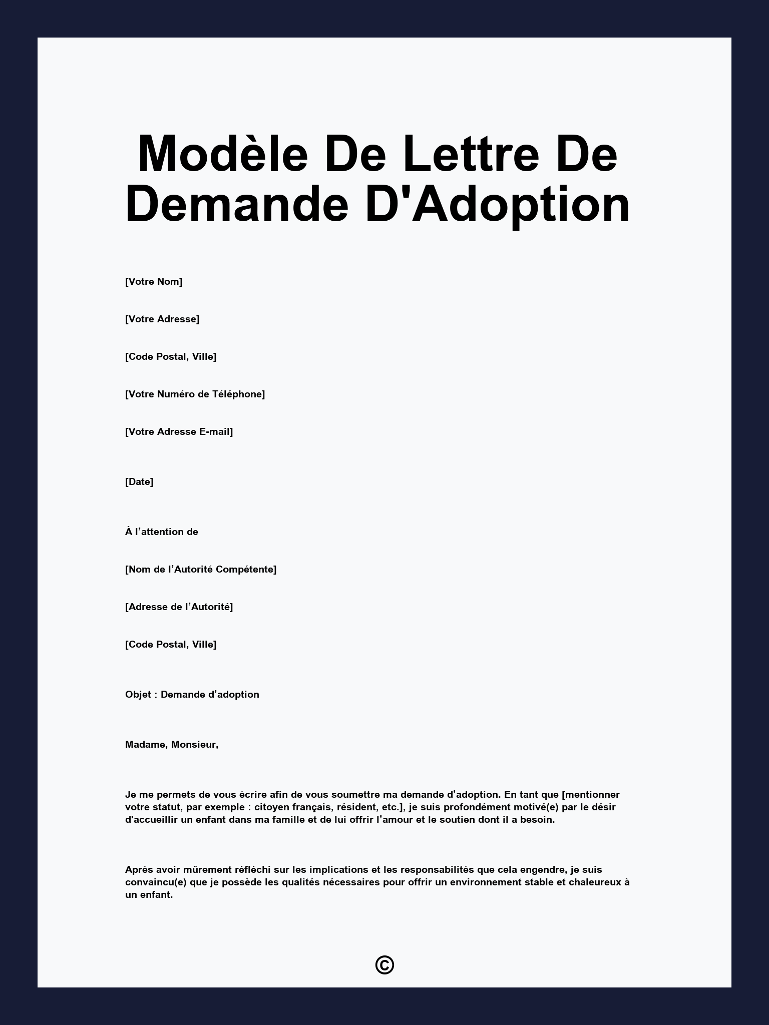 Modèle De Lettre De Demande D'Adoption