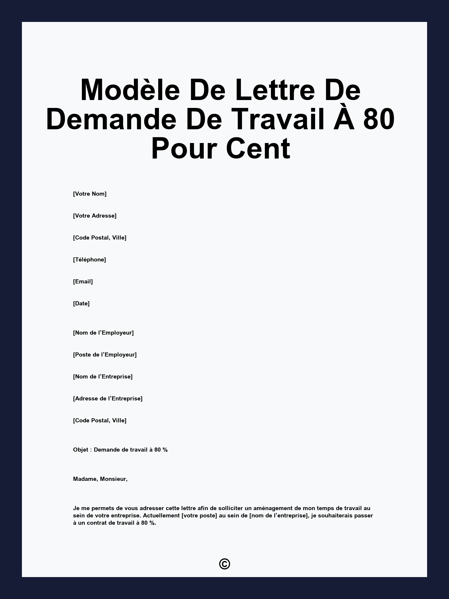 Modèle De Lettre De Demande De Travail À 80 Pour Cent