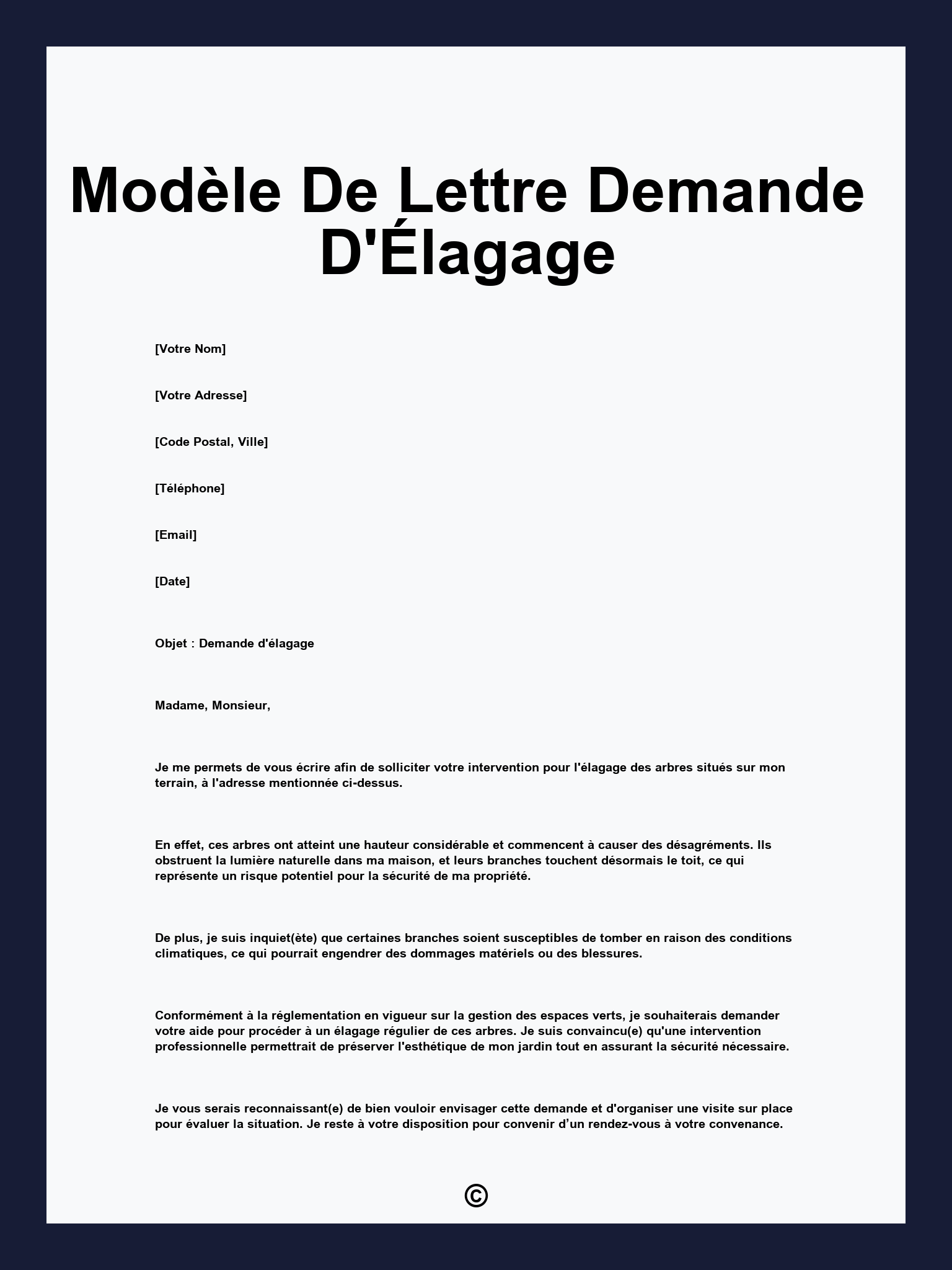 Modèle De Lettre Demande D'Élagage