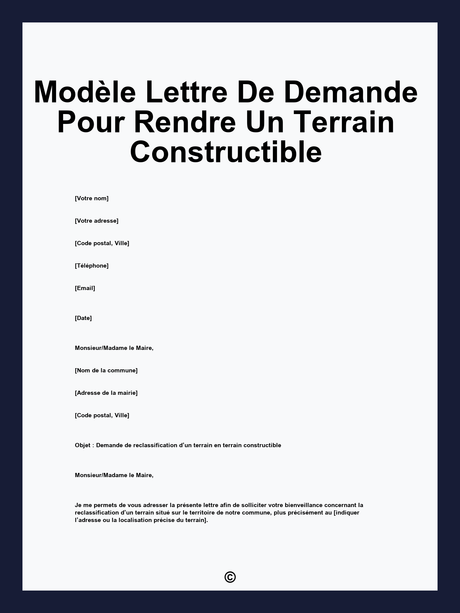 Modèle Lettre De Demande Pour Rendre Un Terrain Constructible