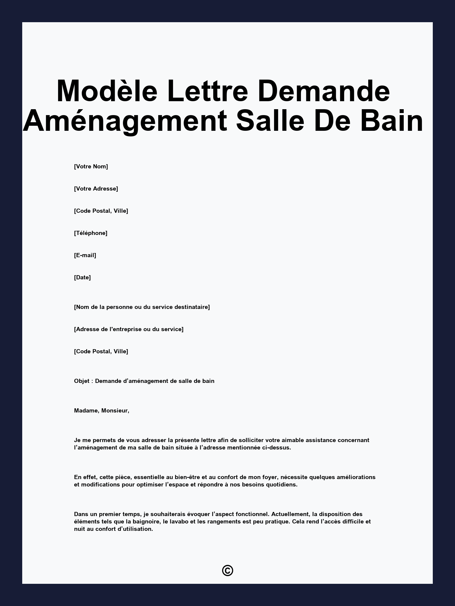 Modèle Lettre Demande Aménagement Salle De Bain
