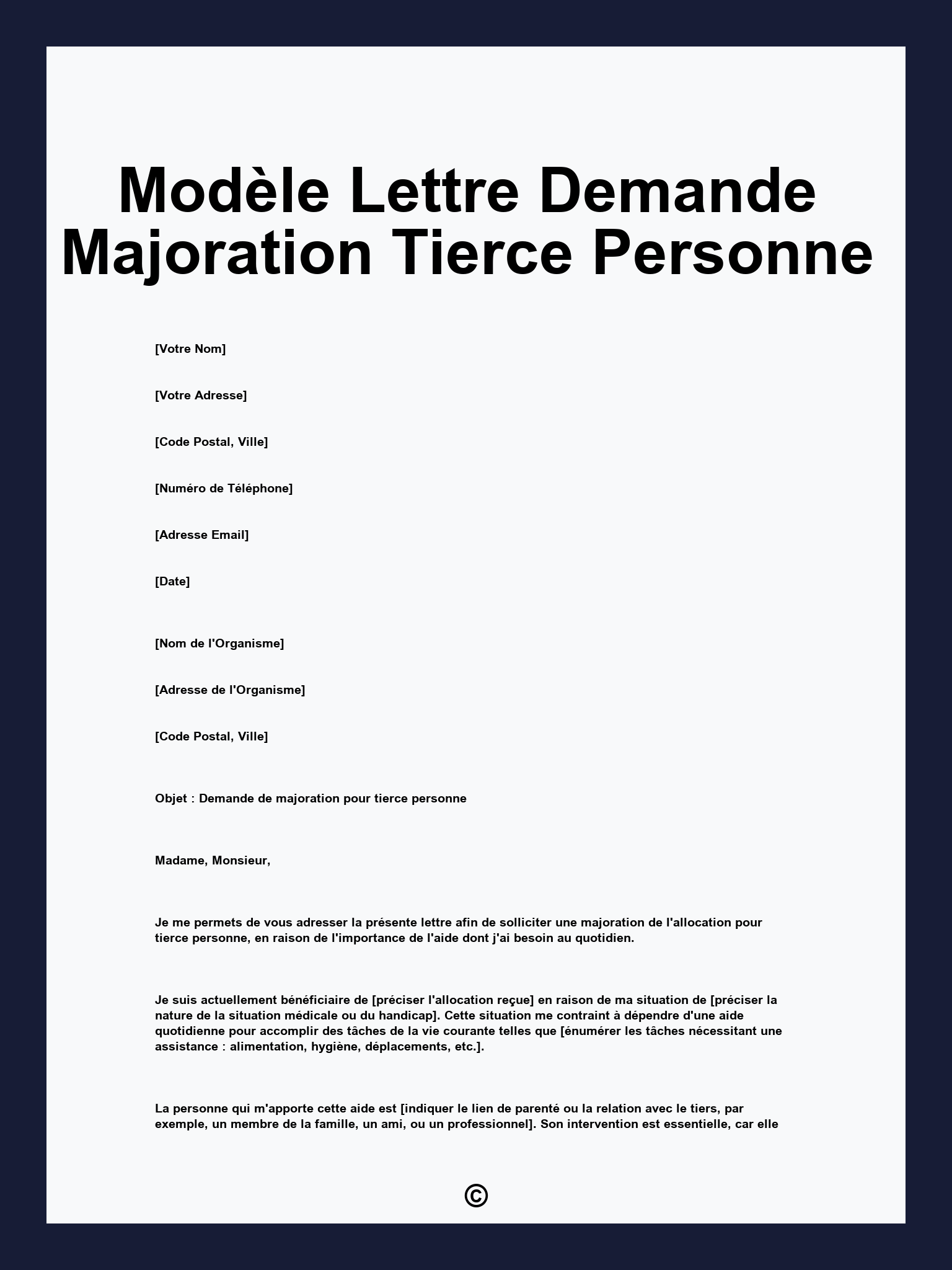 Modèle Lettre Demande Majoration Tierce Personne