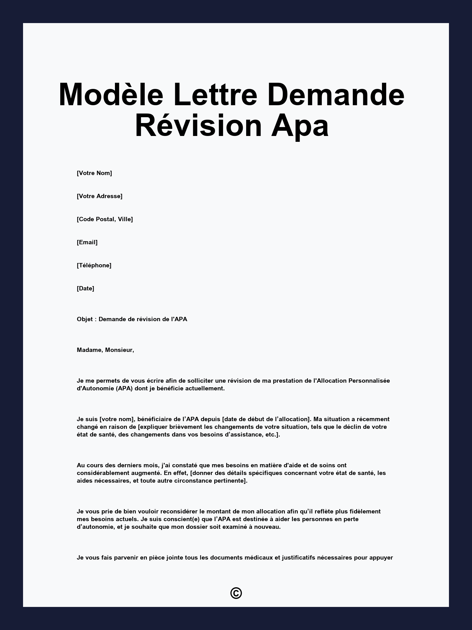 Modèle Lettre Demande Révision Apa